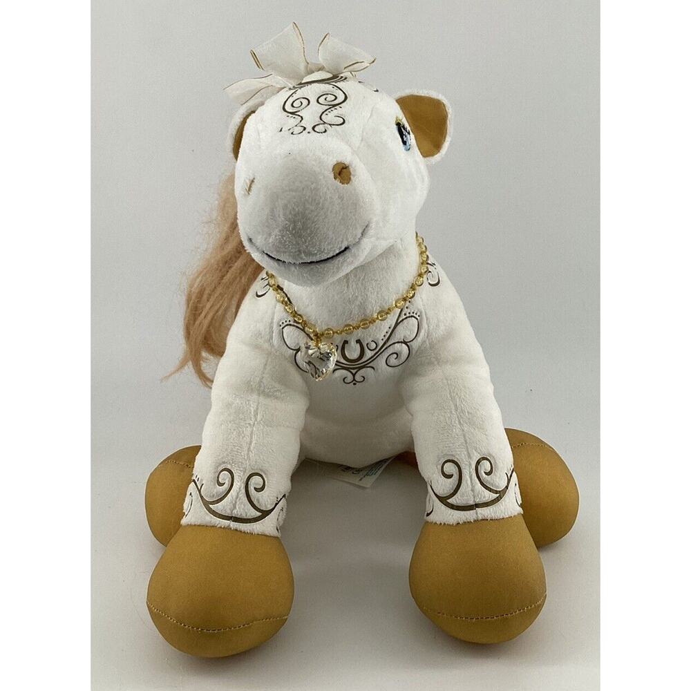 BuildABear Workshop Enchanted Pony Toy White Gold Horse Collectible